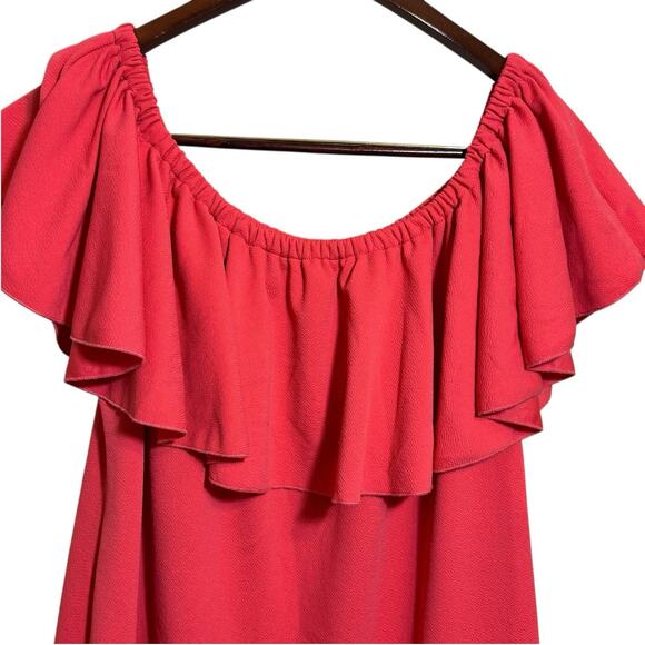 LuLaRoe Cici Dress Plus Size 3XL Off the Shoulder Ruffle Mermaid Pink - Picture 2 of 4